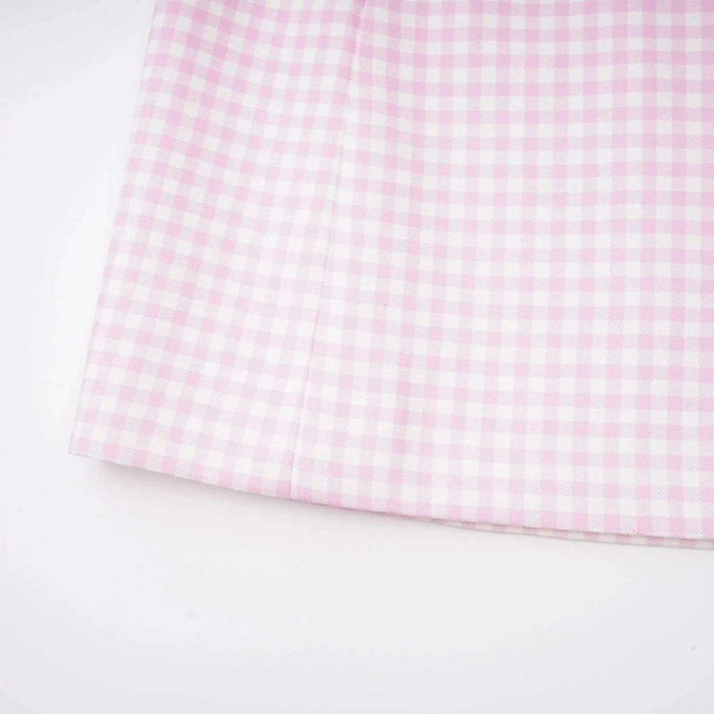 Amelia Virgin Wool Gingham Corset Top and Mini Skirt Set