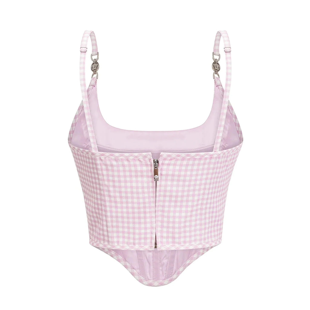 Amelia Virgin Wool Gingham Corset Top and Mini Skirt Set