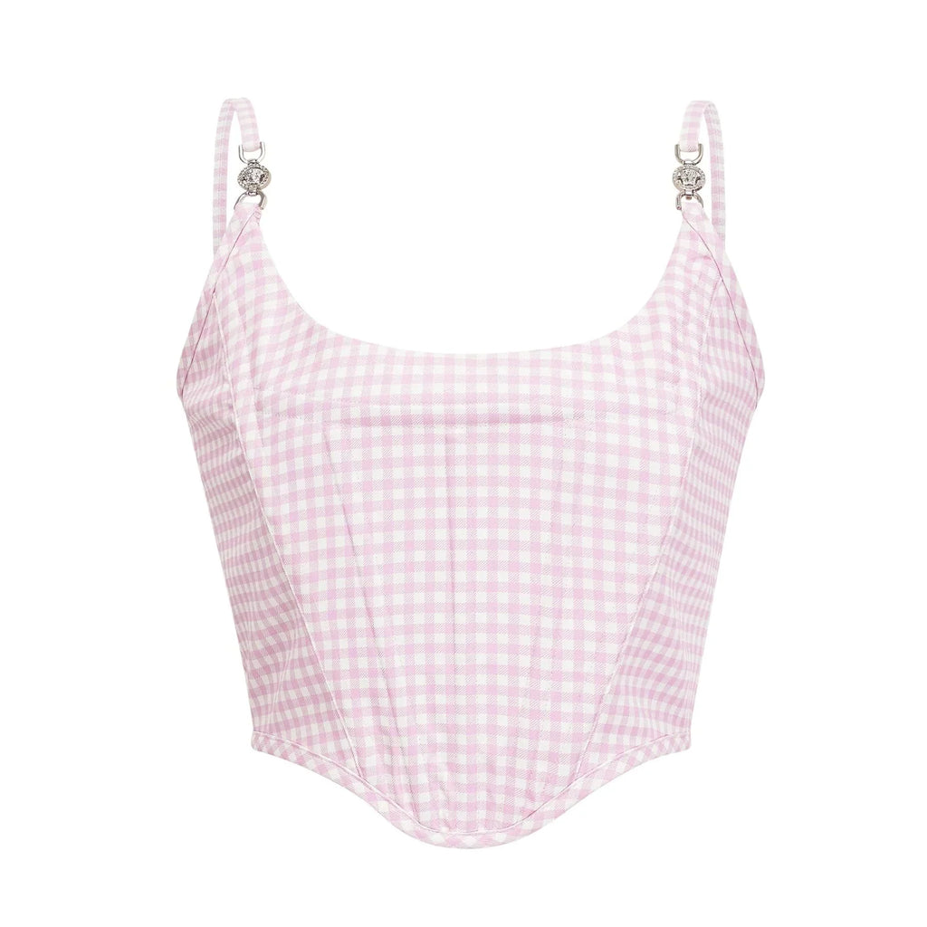 Amelia Virgin Wool Gingham Corset Top and Mini Skirt Set