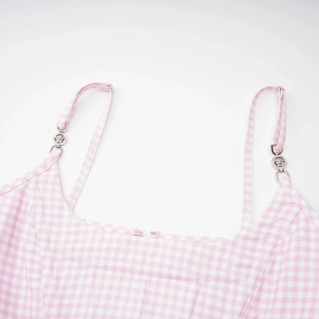 Amelia Virgin Wool Gingham Corset Top and Mini Skirt Set