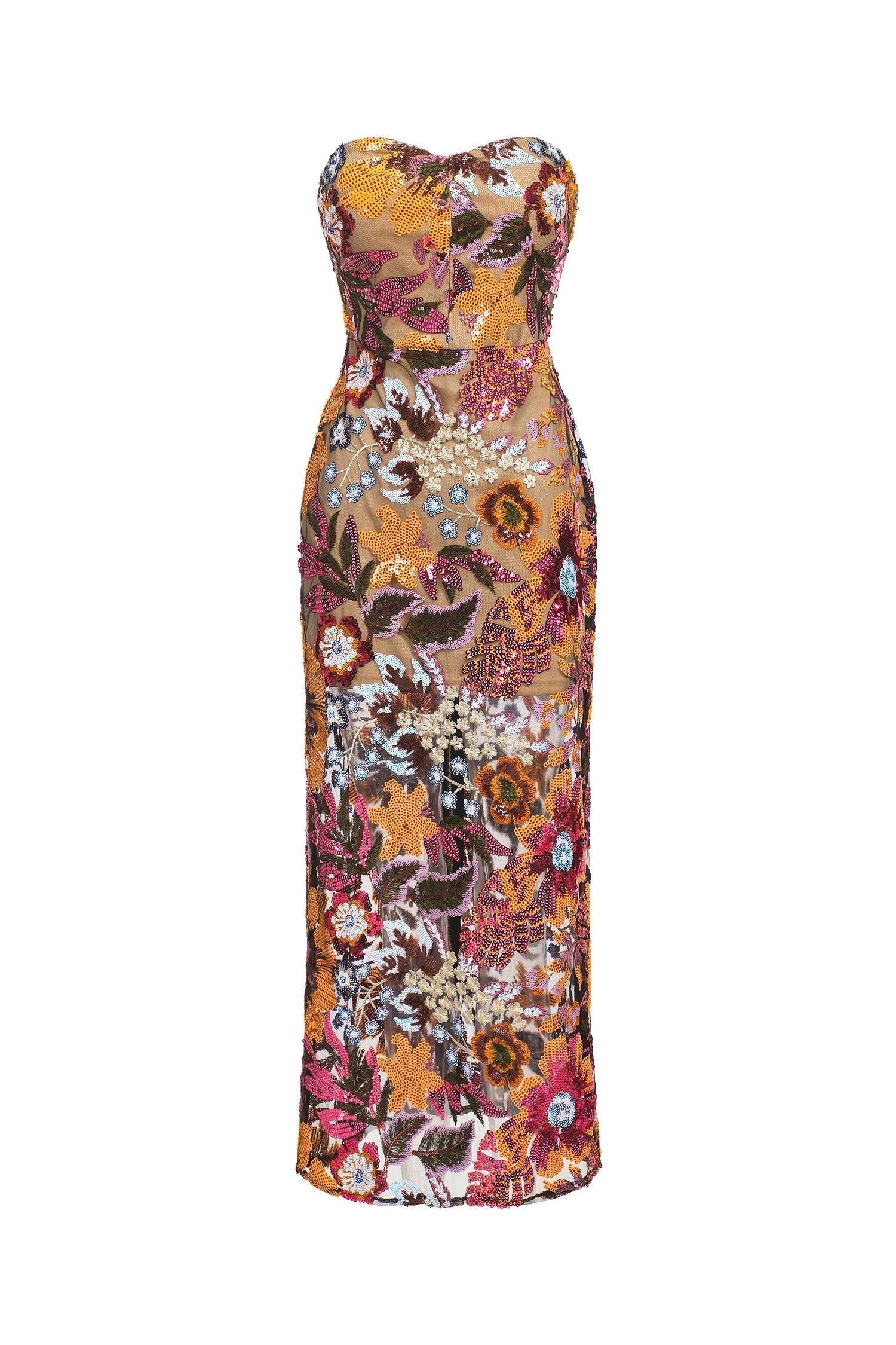 Amy Multicolor Floral Glitter Maxi Dress