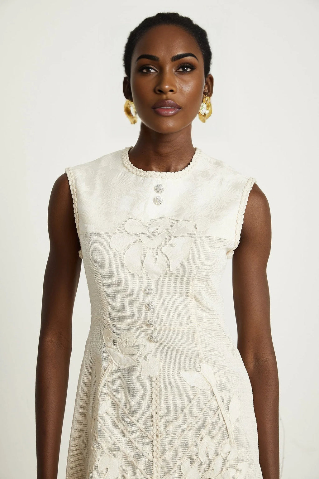 Amy Mini Dress – Jacquard – Netted Construction – Bead Embellishment