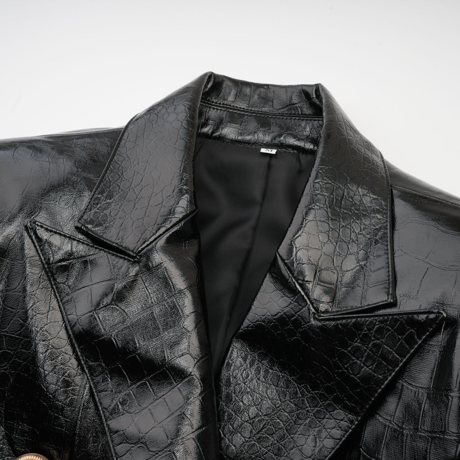 Anastasia Jacket - Peak Lapels - Buttoned Cuffs - Cinched Waist - Patent Finish