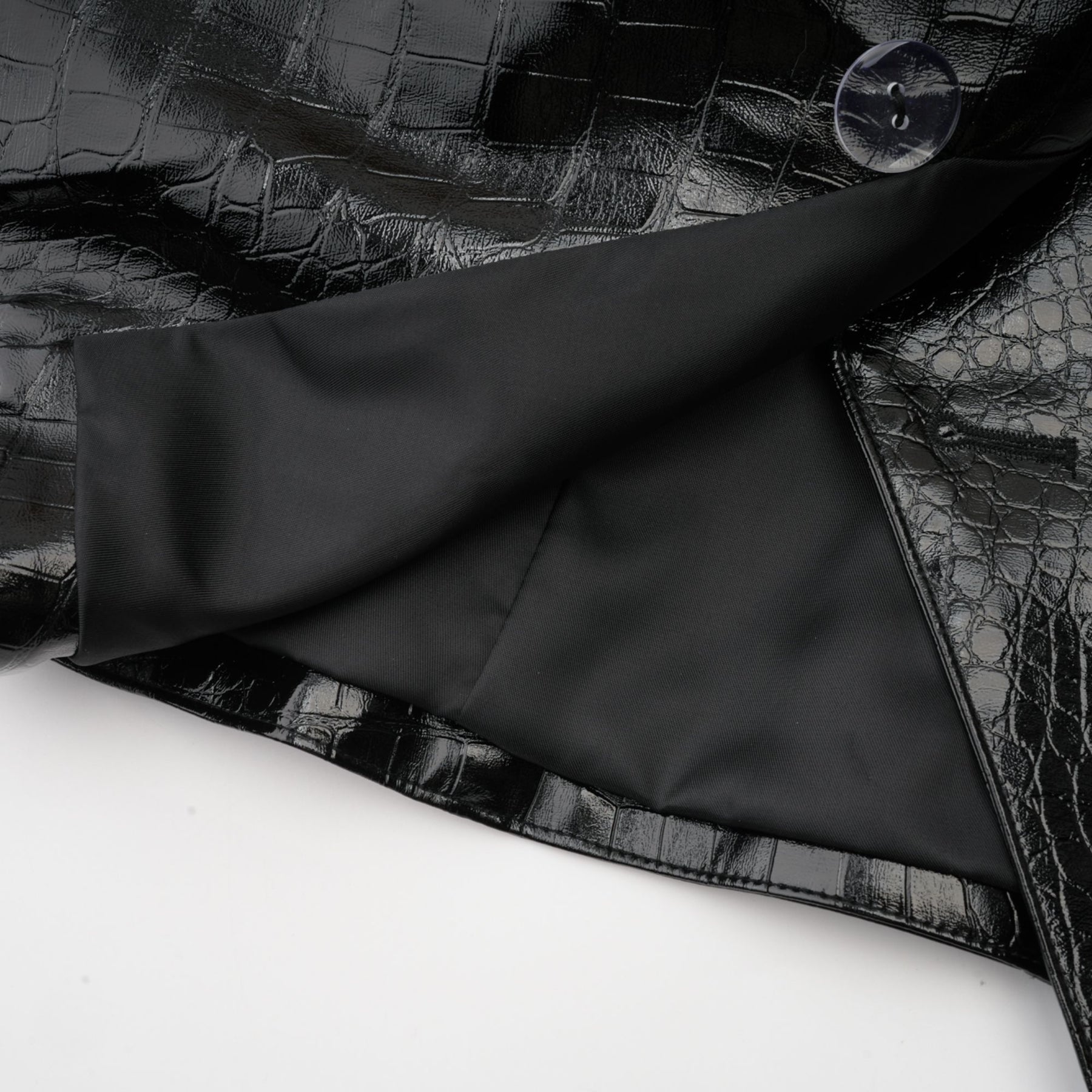 Anastasia Jacket - Peak Lapels - Buttoned Cuffs - Cinched Waist - Patent Finish