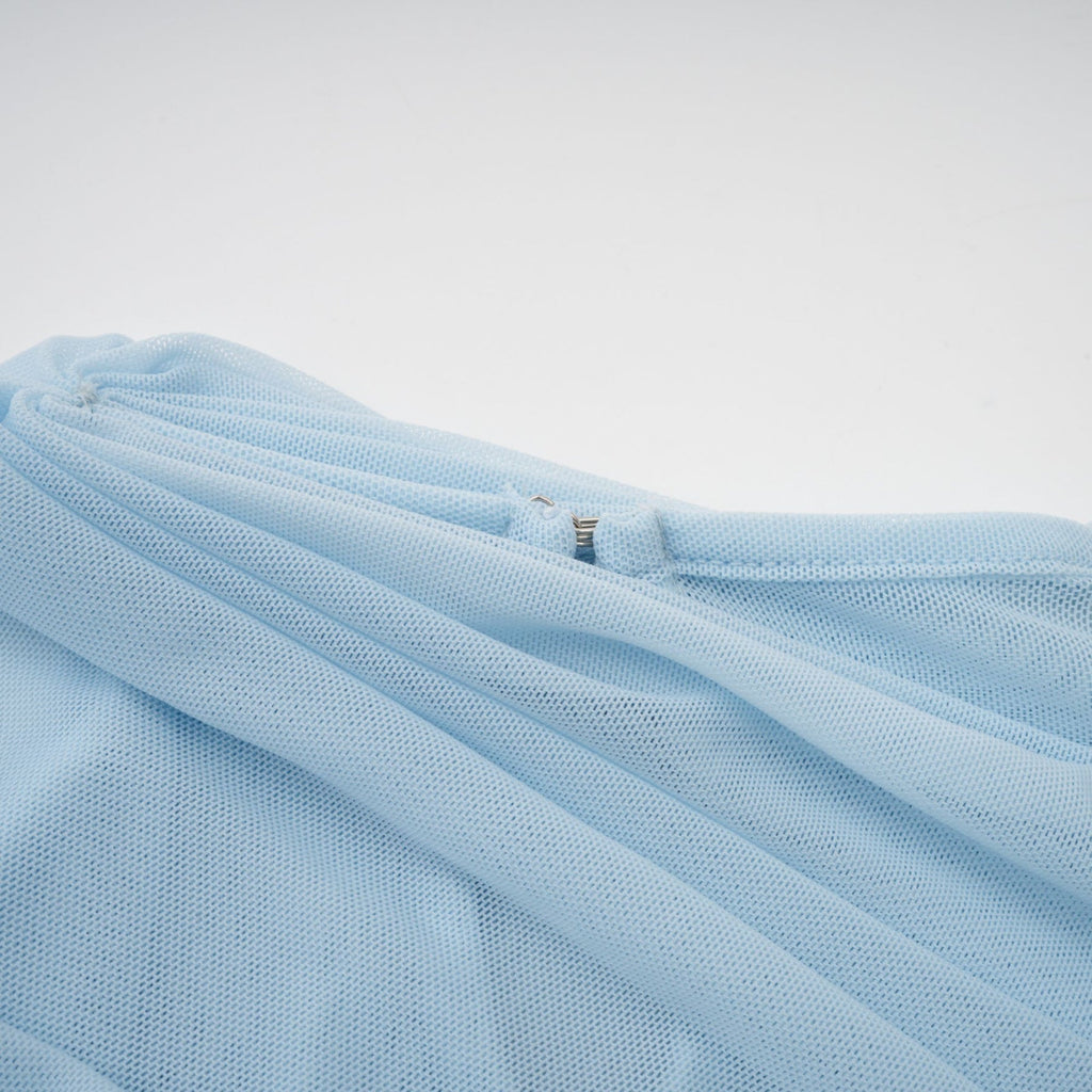 Andromeda Maxi Dress - Sleeveless with Crew Neck - Stylish Shawl Design - Asymmetric Pleated Detailing - Floor - Length Silhouette
