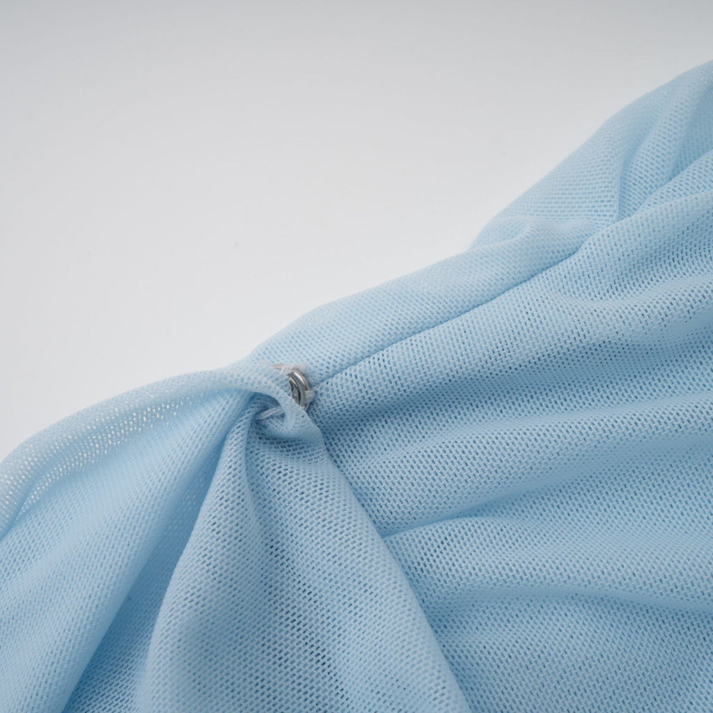 Andromeda Maxi Dress - Sleeveless with Crew Neck - Stylish Shawl Design - Asymmetric Pleated Detailing - Floor - Length Silhouette