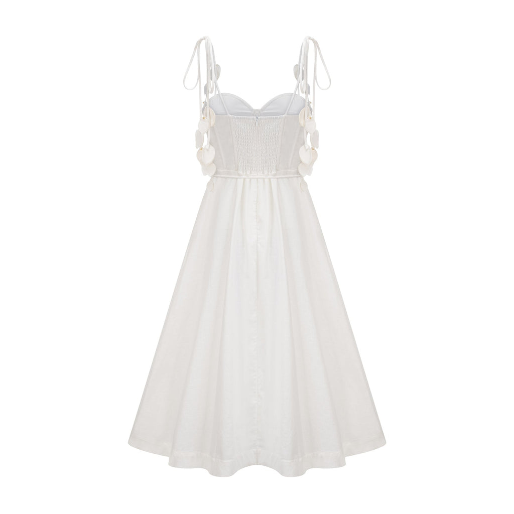 Andromeda Midi Dress - Sweetheart Neckline - Bustier Style - Rouleau Straps - Pockets Zip Length