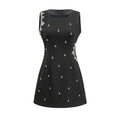 Angelina Dress - Sleeveless - Round Neck - Cut - Out Crystal Embellished Zip Thigh - Length