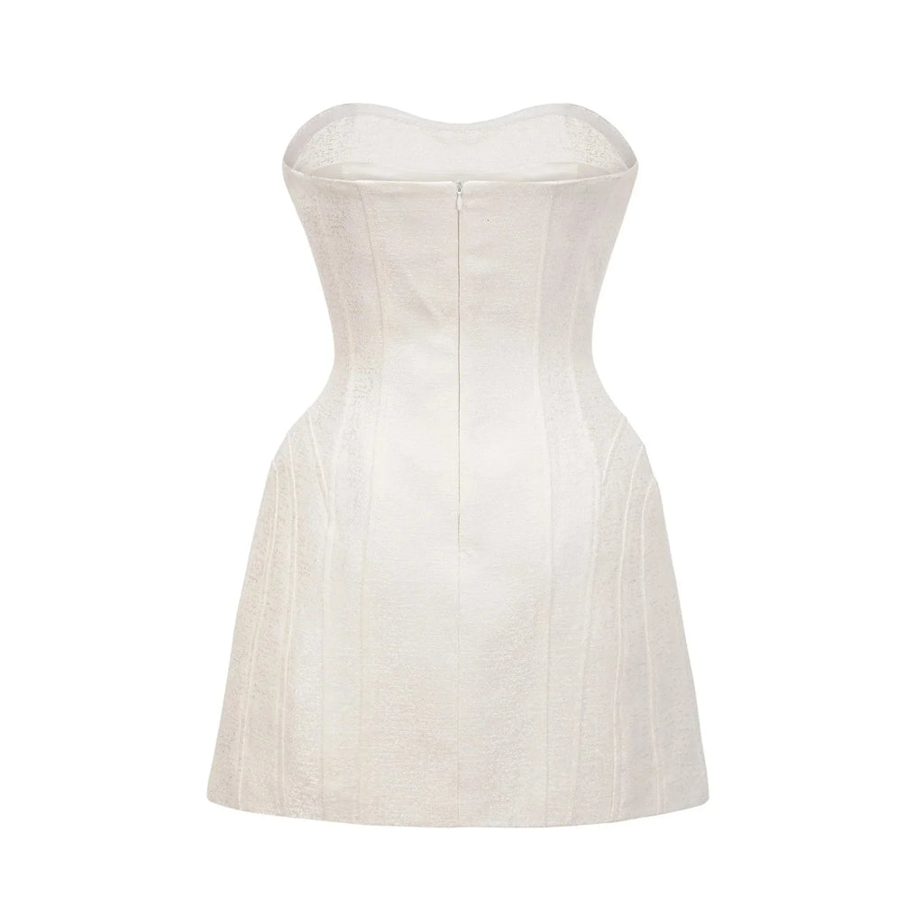 Angioletta Mini Dress - Off the Shoulder Style - Sleeveless Design - Bow Detailing - Thigh Length