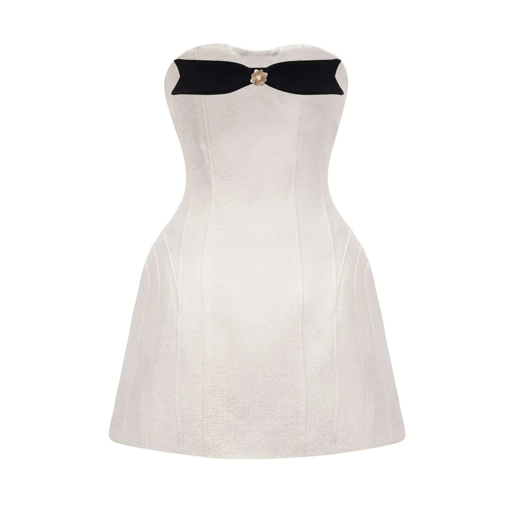 Angioletta Mini Dress - Off the Shoulder Style - Sleeveless Design - Bow Detailing - Thigh Length
