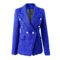 Anita Blazer - Tailored Double - Breasted Silhouette - Luxurious Bouclé Fabric - Fitted Waist - Button Details - Frayed Edges