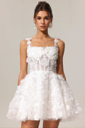 Anita White Floral Embellished Mini Dress