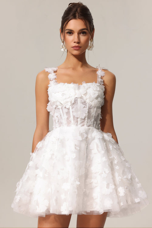 Anita White Floral Embellished Mini Dress
