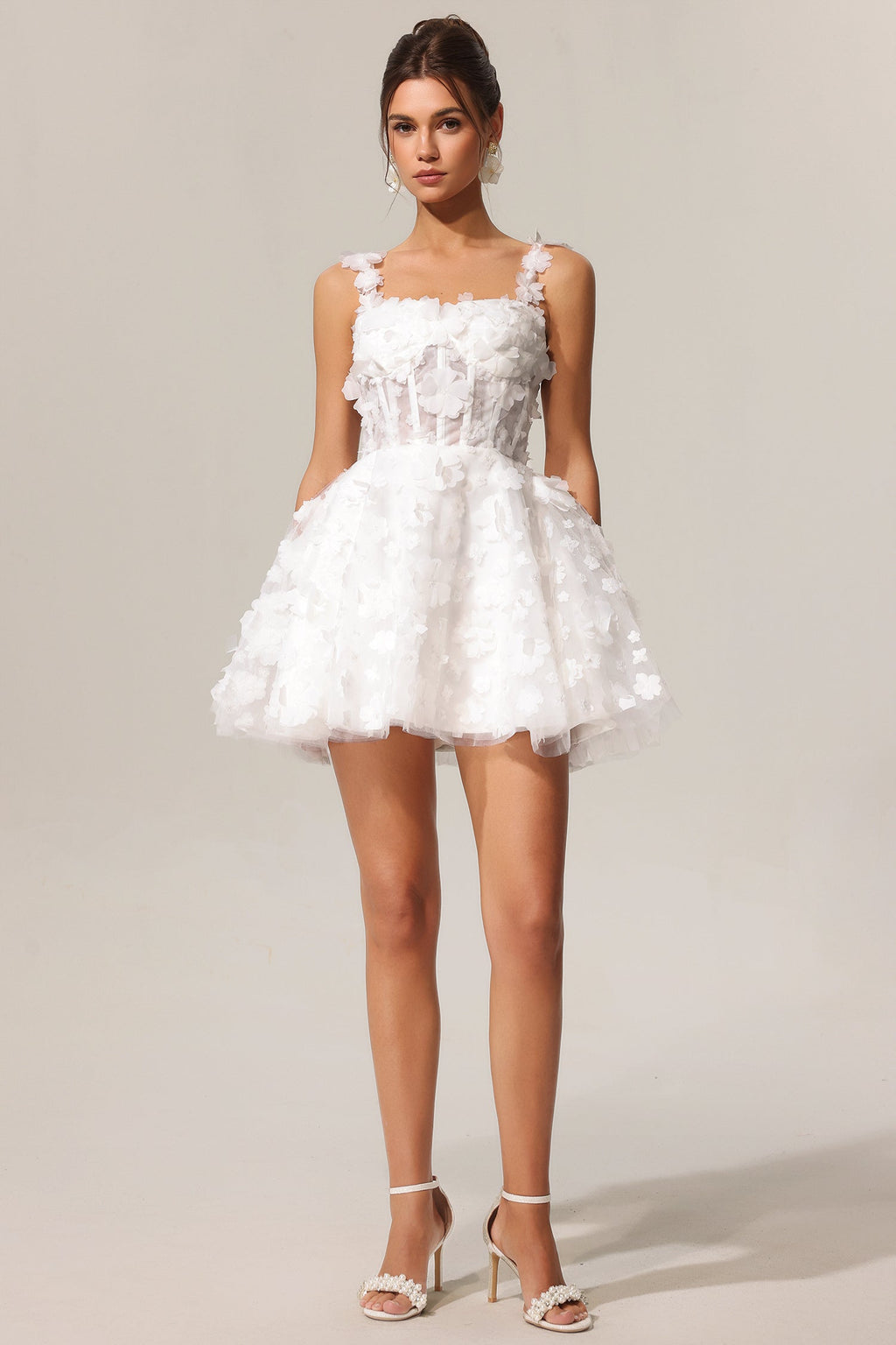 Anita White Floral Embellished Mini Dress