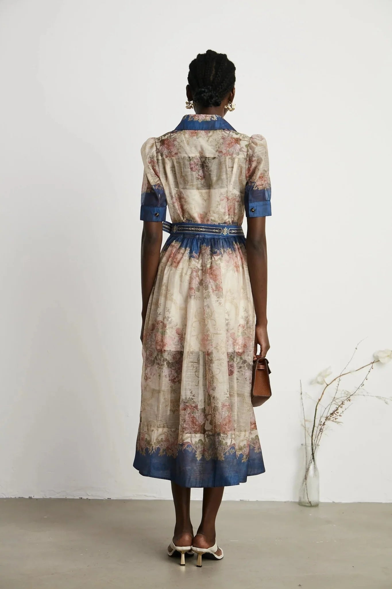 Anna Midi Dress – Long Sleeves – Lapels – Pattern Printed