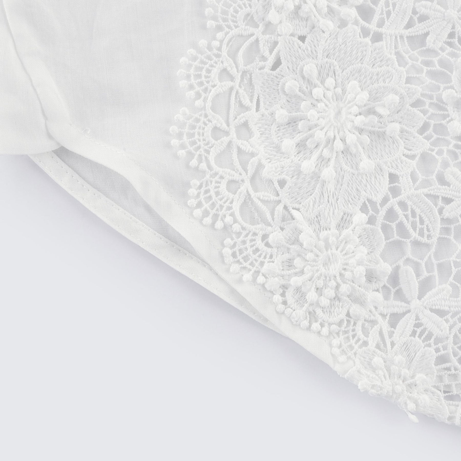Anna Shirt - Long Sleeve Lapel Button - Cut - Out Lace - Embroidered Midi Top