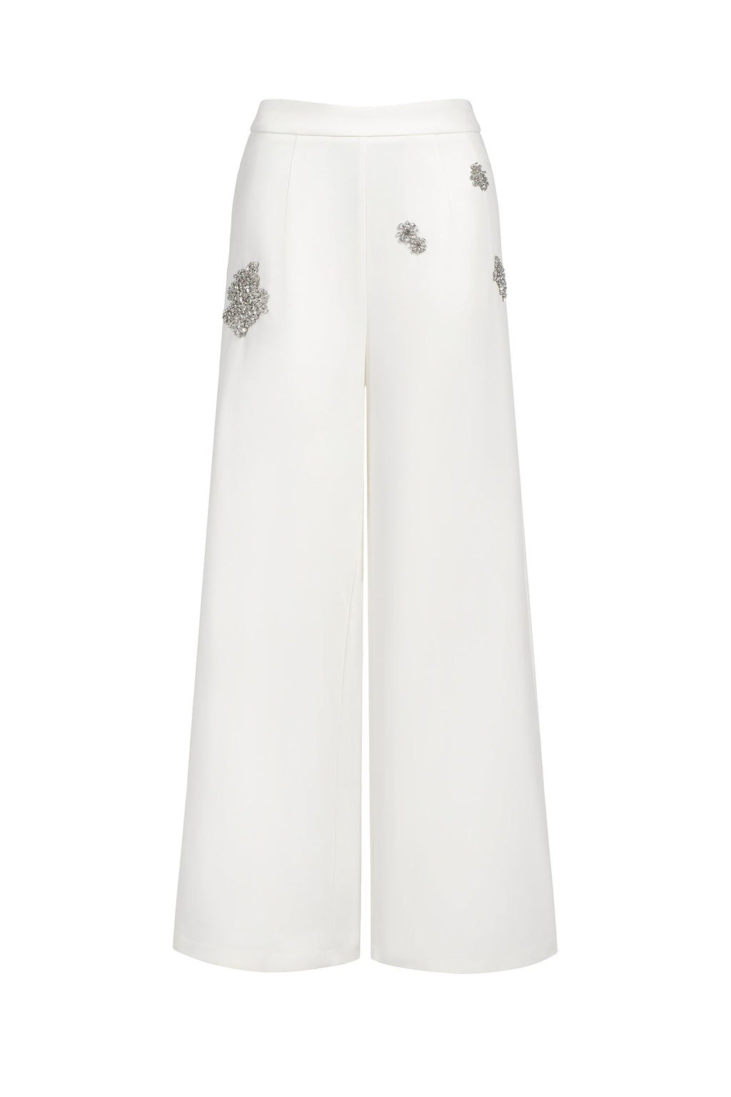 Annabelle White Blazer Set with Wide Leg Trousers