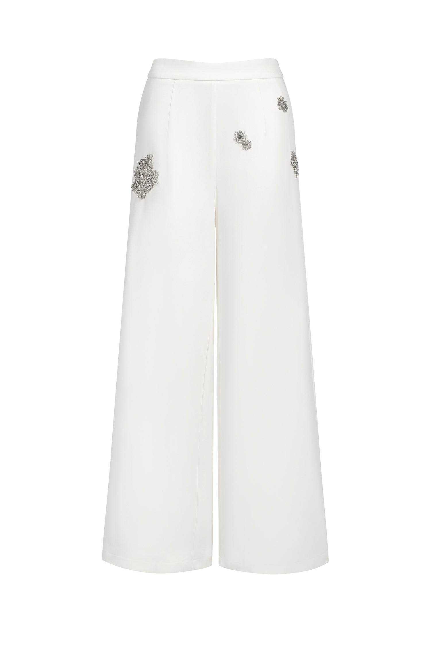 Annabelle White Blazer Set with Wide Leg Trousers