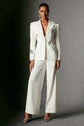 Annabelle White Blazer Set with Wide Leg Trousers for Formal Events and Stylish Nights Out