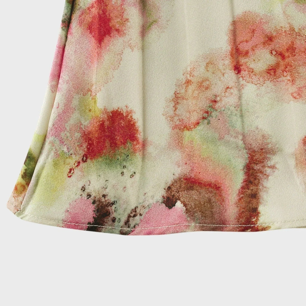 Annalee Floral Maxi Dress - Sleeveless Halter Neck - Bustier Style with Cut - out Design - Pleated with Front Button Fastening