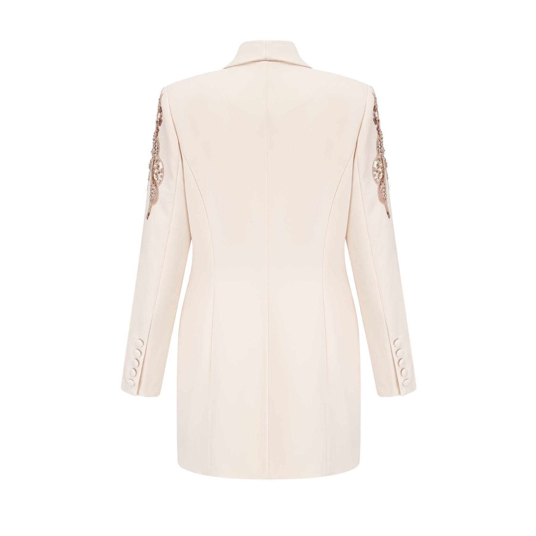 Annalisa Blazer - Plunging V - neck - Crystal Embellishment - Sequined Detailing