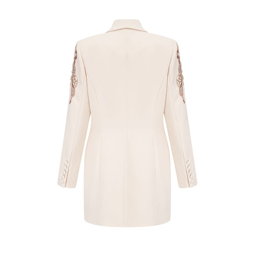 Annalisa Blazer - Plunging V - neck - Crystal Embellishment - Sequined Detailing
