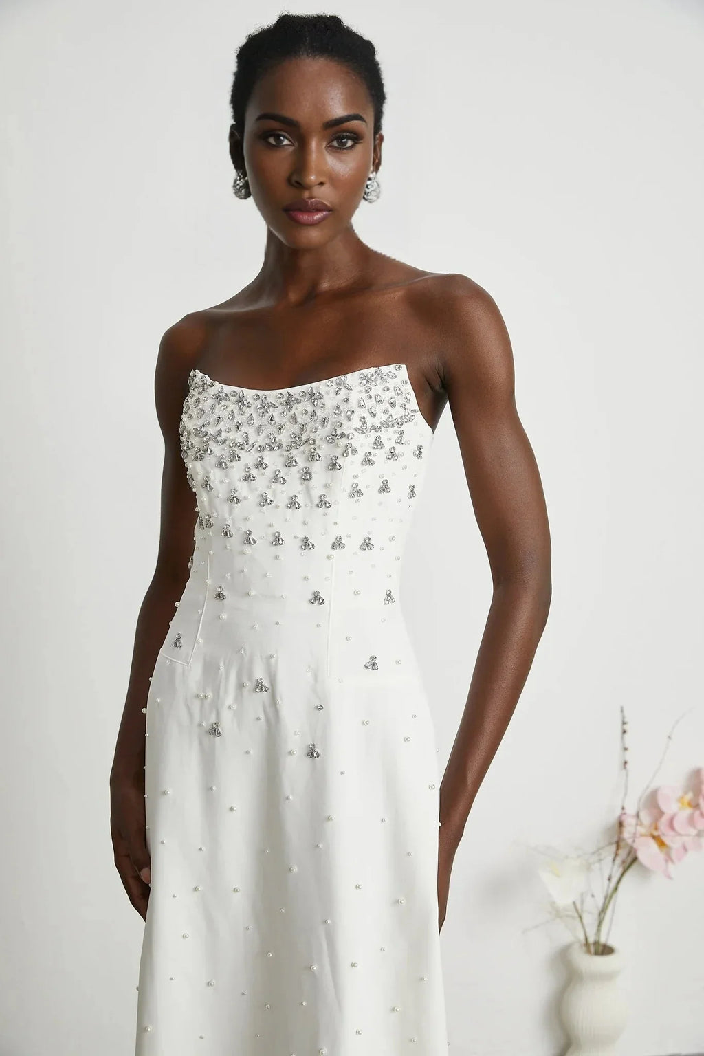 Annalisa Maxi Dress - Off - The - Shoulder Style - Glamorous Embellishments - Sleeveless - Rear Zip Fastening