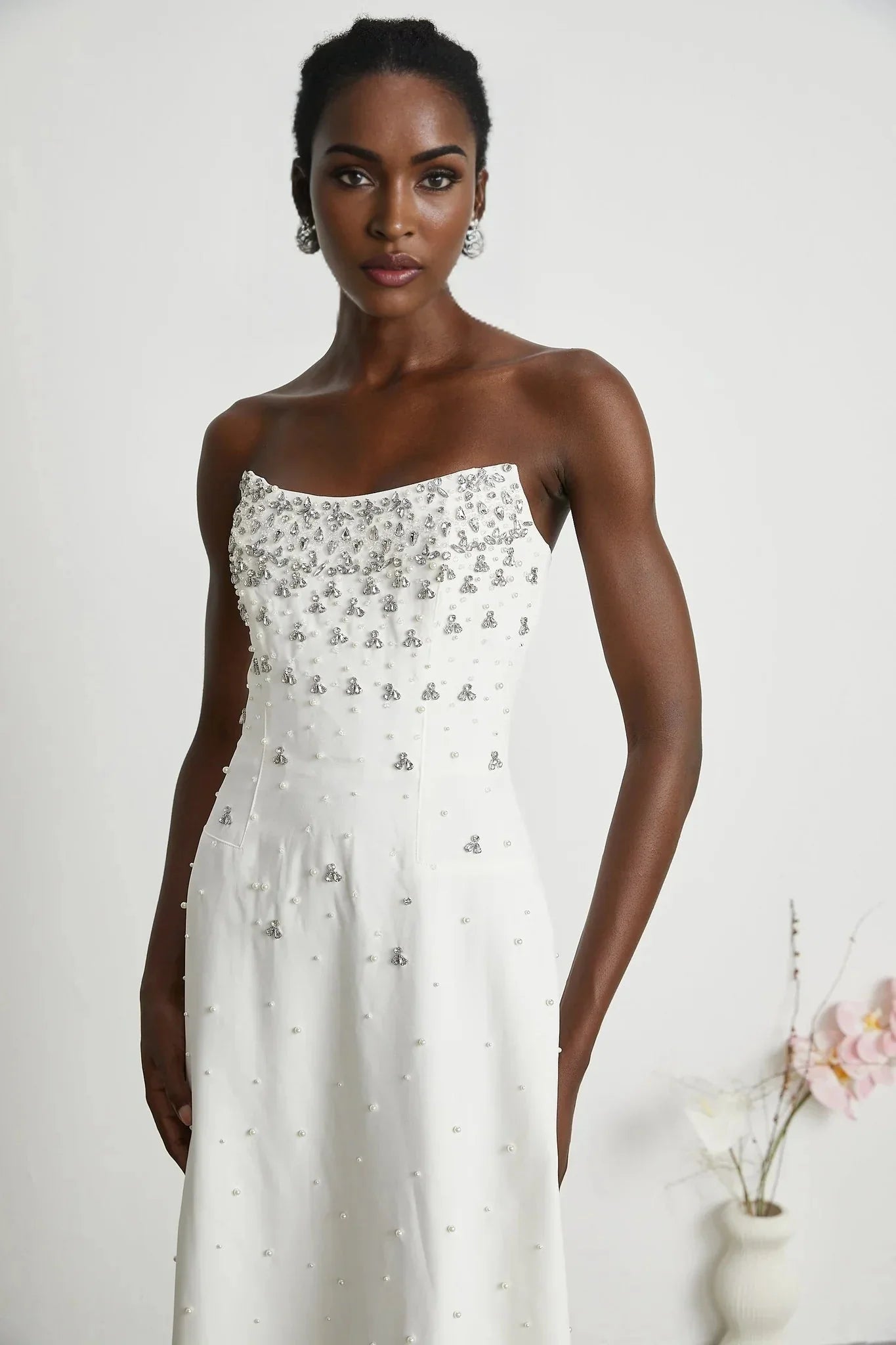 Annalisa Maxi Dress - Off - The - Shoulder Style - Glamorous Embellishments - Sleeveless - Rear Zip Fastening