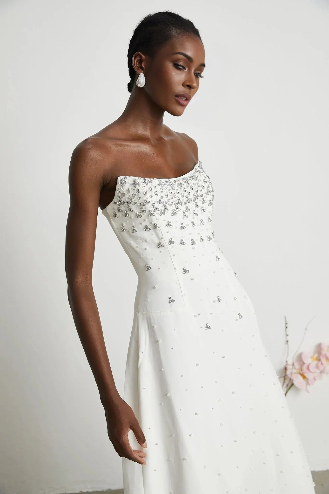 Annalisa Maxi Dress - Off - The - Shoulder Style - Glamorous Embellishments - Sleeveless - Rear Zip Fastening