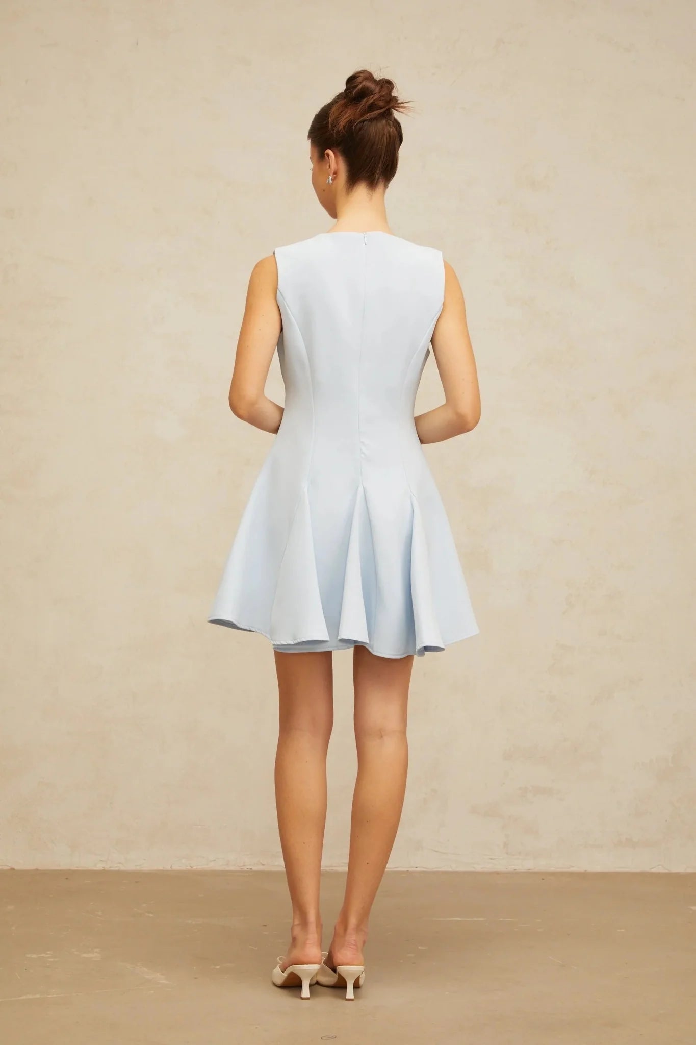 Annalisa Mini Dress Blue Bowknot Godet Design & Cut - Out Detailing