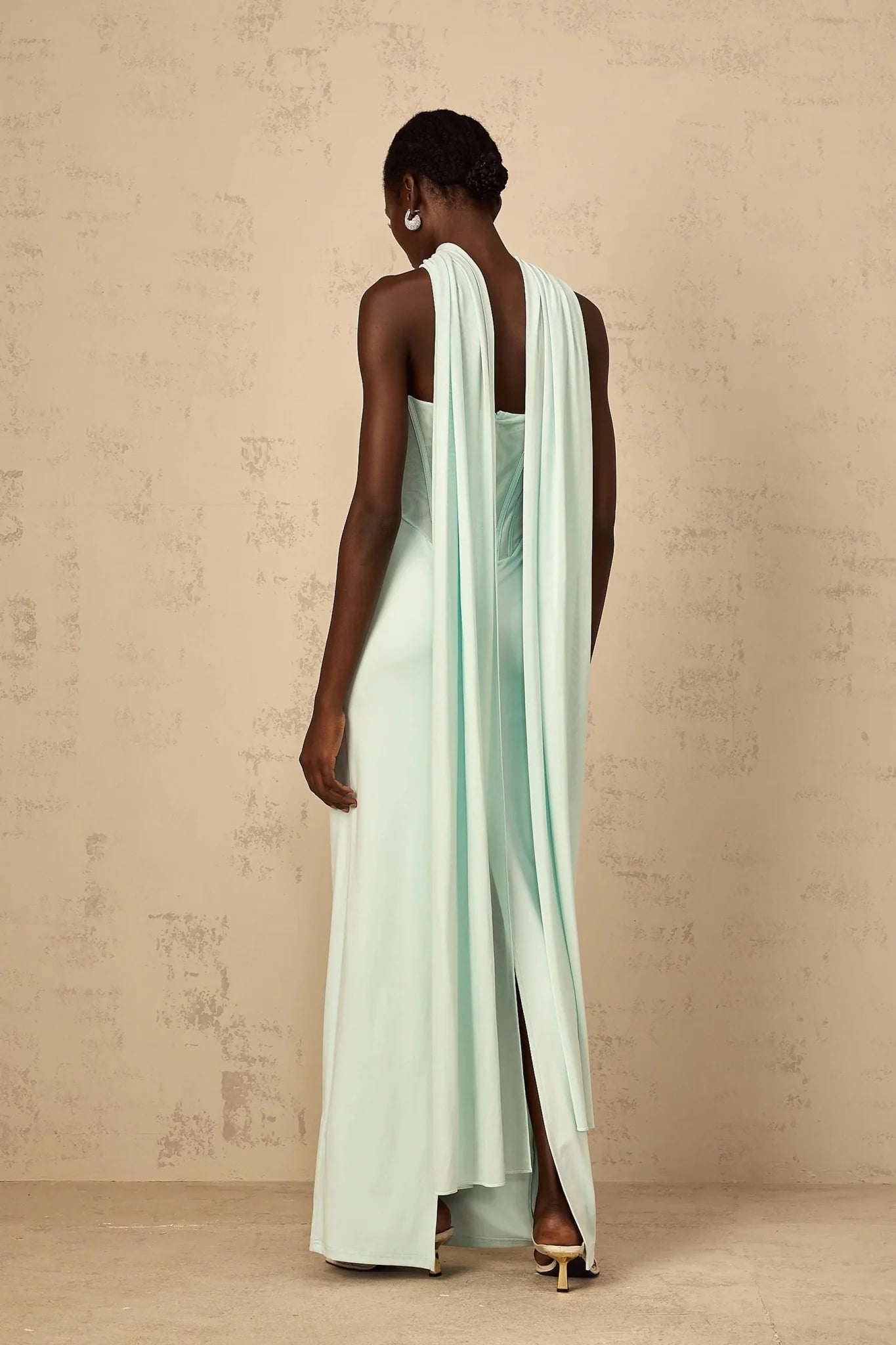 Annamaria Maxi Dress Mint Green Corset & Tulle Detail