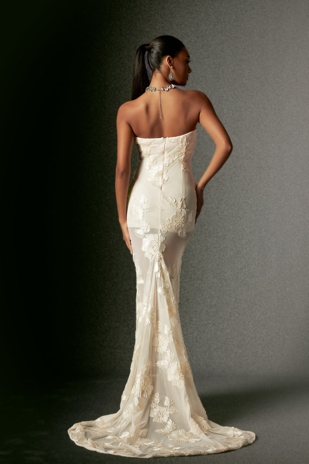 Annetta Ivory Strapless Embroidered Maxi Dress for Formal Occasions and Special Celebrations