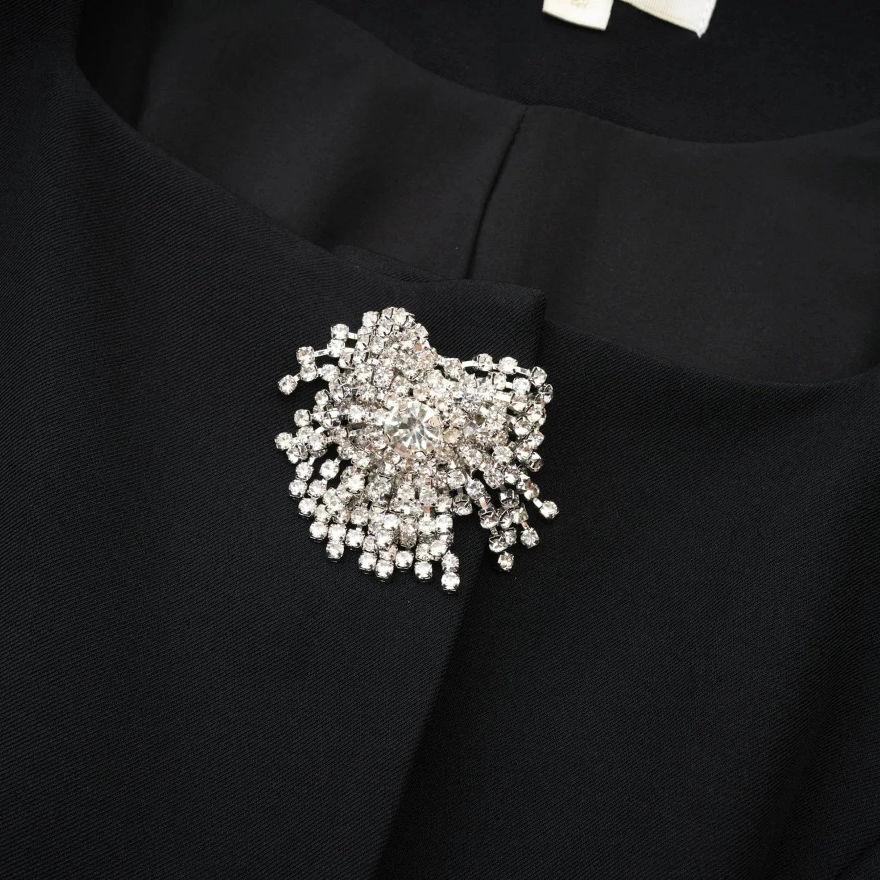 Annetta Mini Dress - Front Button Detailing - Long Sleeves - Square Neck - Press - Stud Fastening