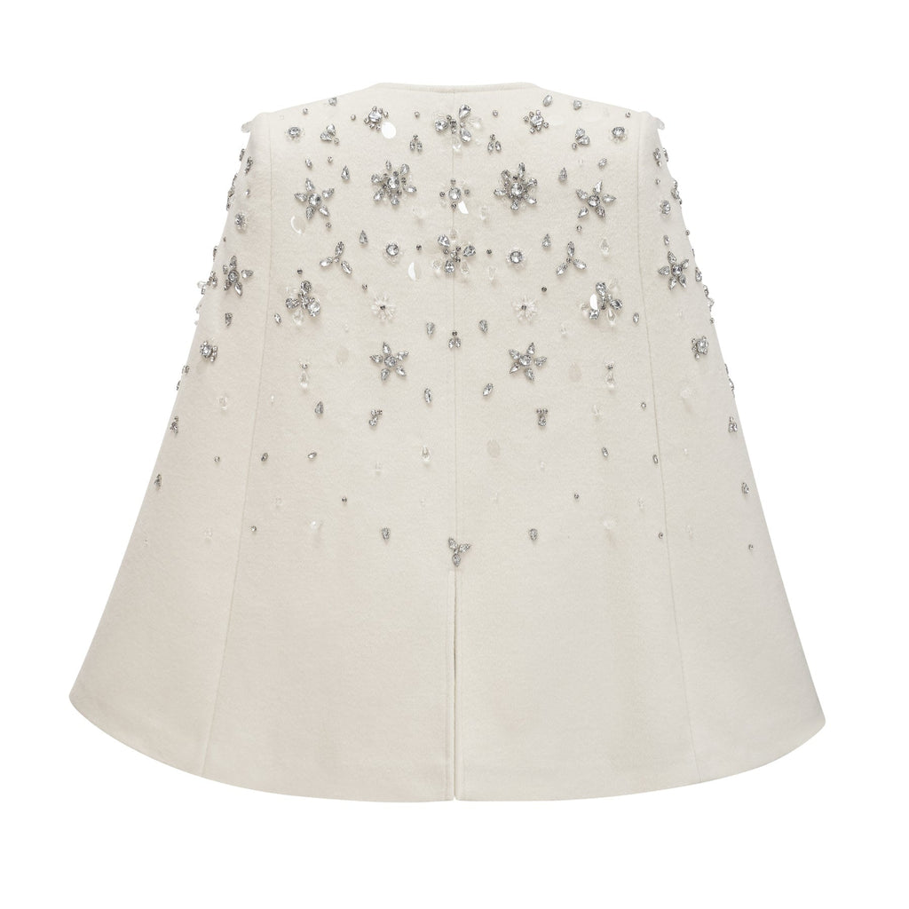 Annie Jacket - Cape Design - Crystal Embellishment - Button Fastening - Straight Hem