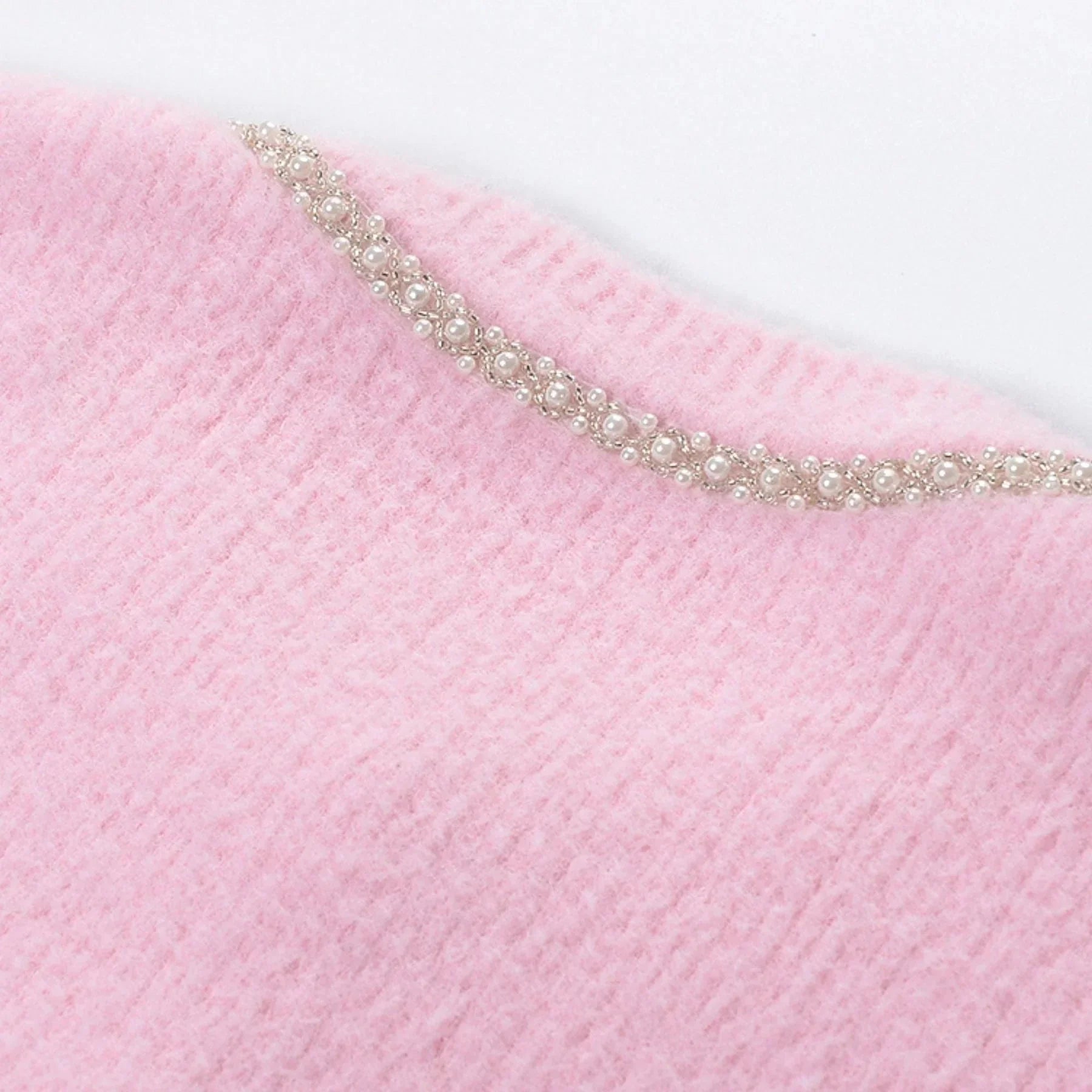 Annie Jacket & Skirt Set - Faux - Pearl Embellishment - Stretch - Jersey Fabric - Front Button Fastening - Two Front Welt Pockets