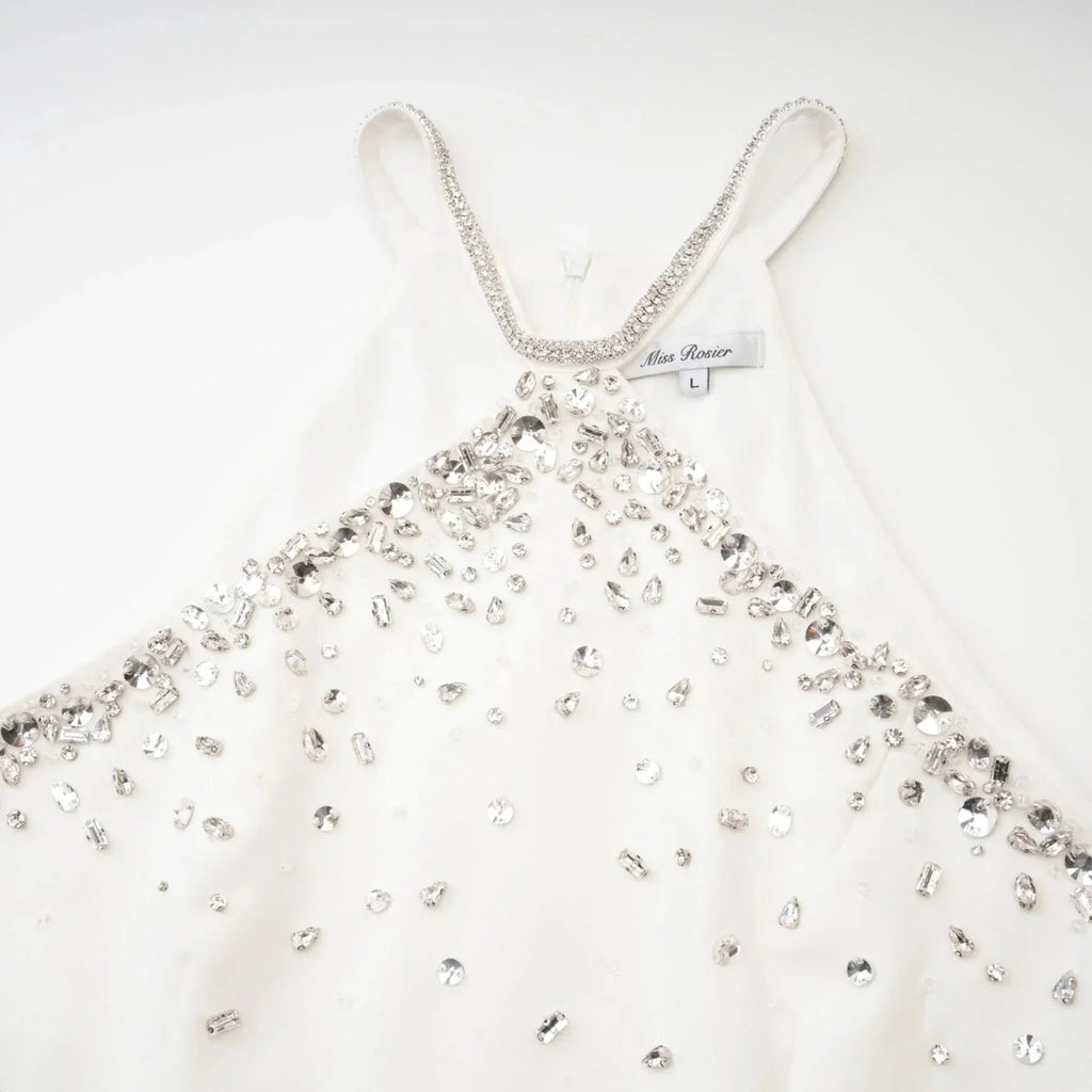 Annie Mini Dress - Choker Design - Sleeveless - Embellished - Rear Zip Fastening