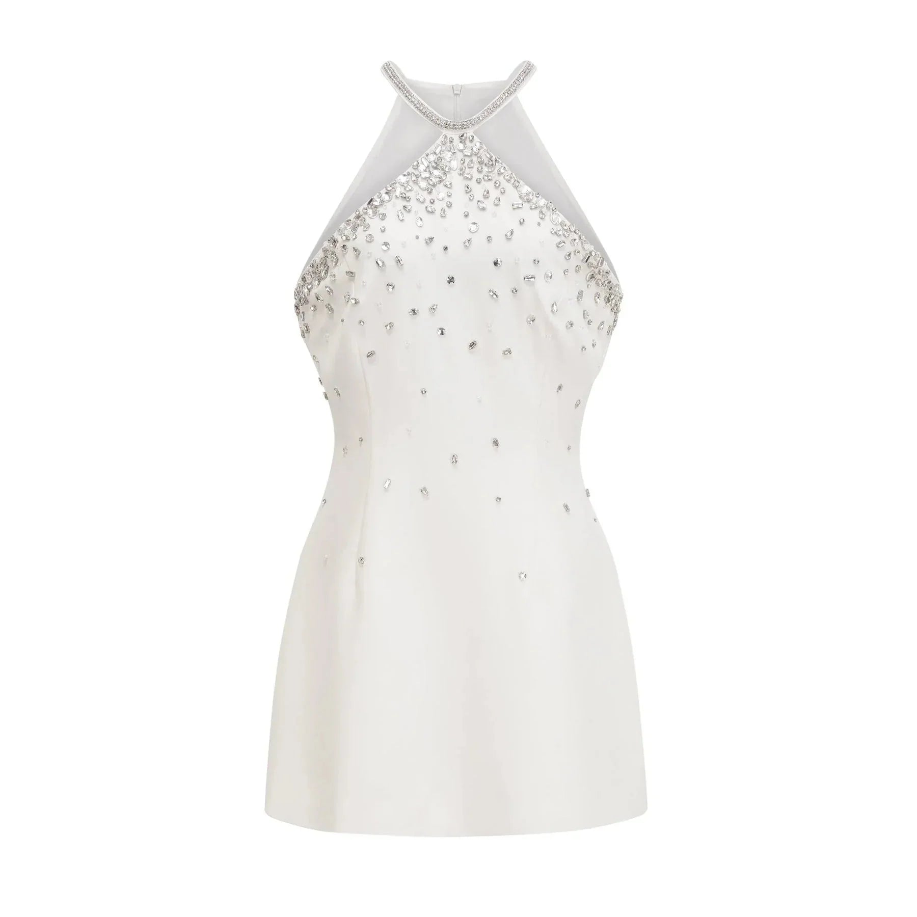 Annie Mini Dress - Choker Design - Sleeveless - Embellished - Rear Zip Fastening