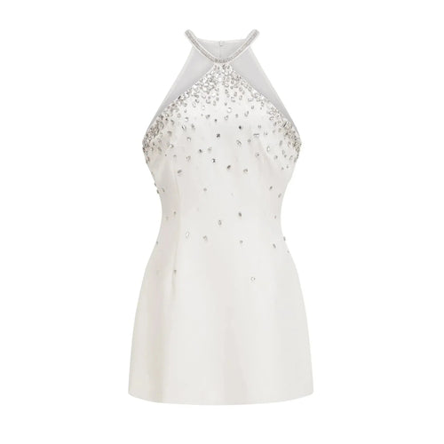 Annie Mini Dress - Choker Design - Sleeveless - Embellished - Rear Zip Fastening
