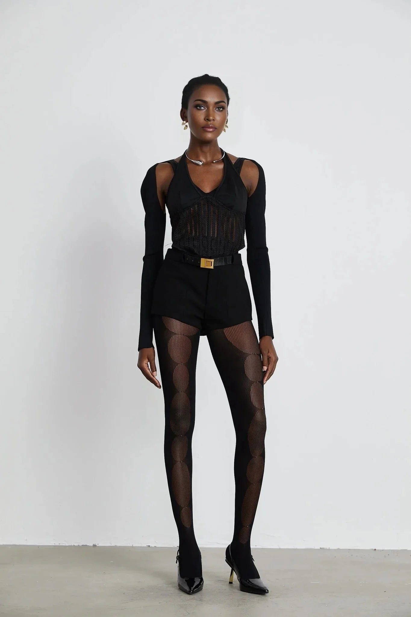 Antonia Top - U - neck - Detachable sleeves - Mesh panels - Bustier style