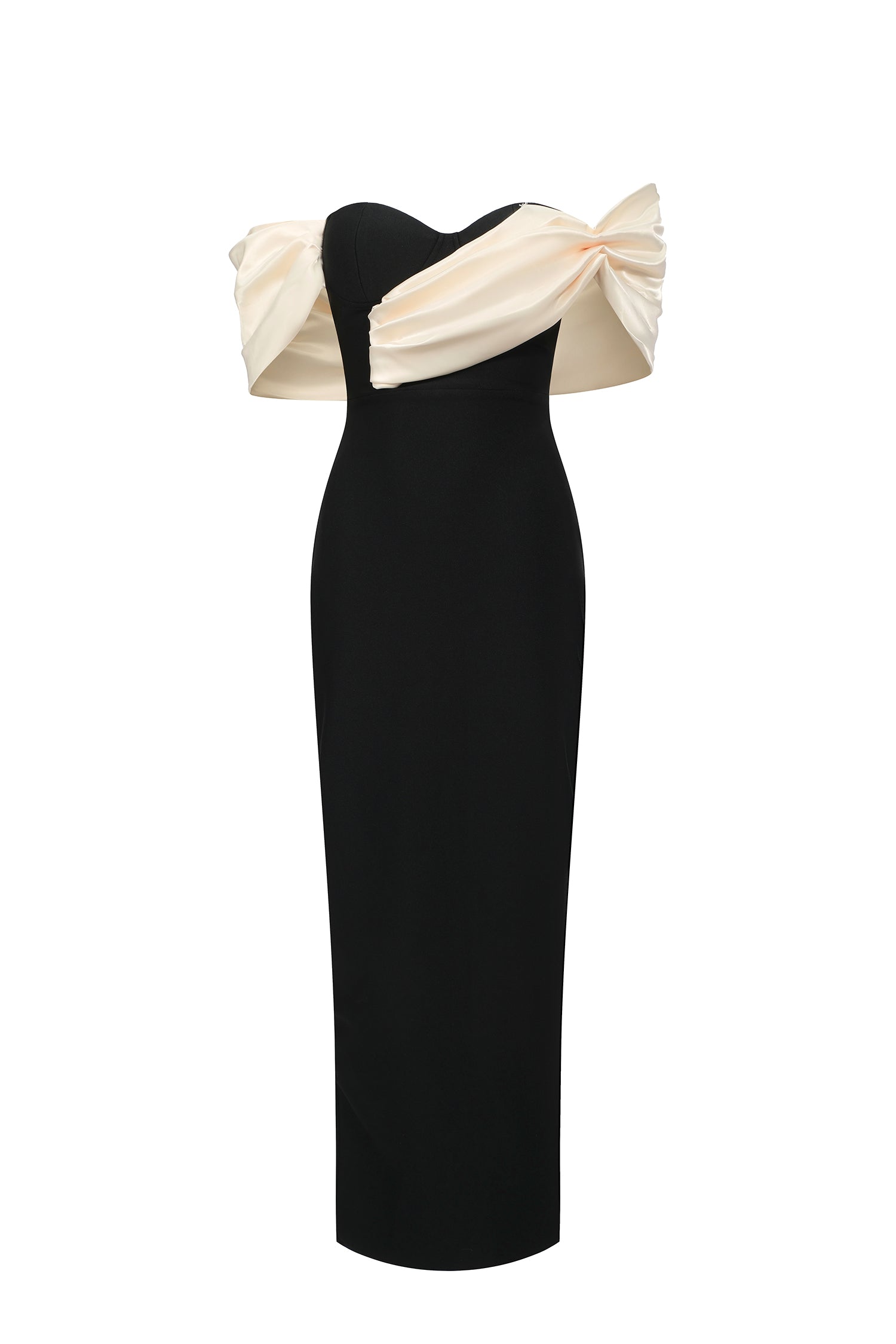 Antonietta Black Off-The-Shoulder Draped Maxi Dress