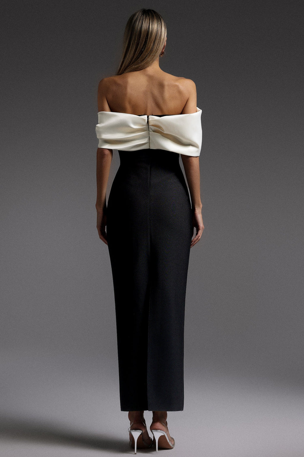 Antonietta Black Off-The-Shoulder Draped Maxi Dress