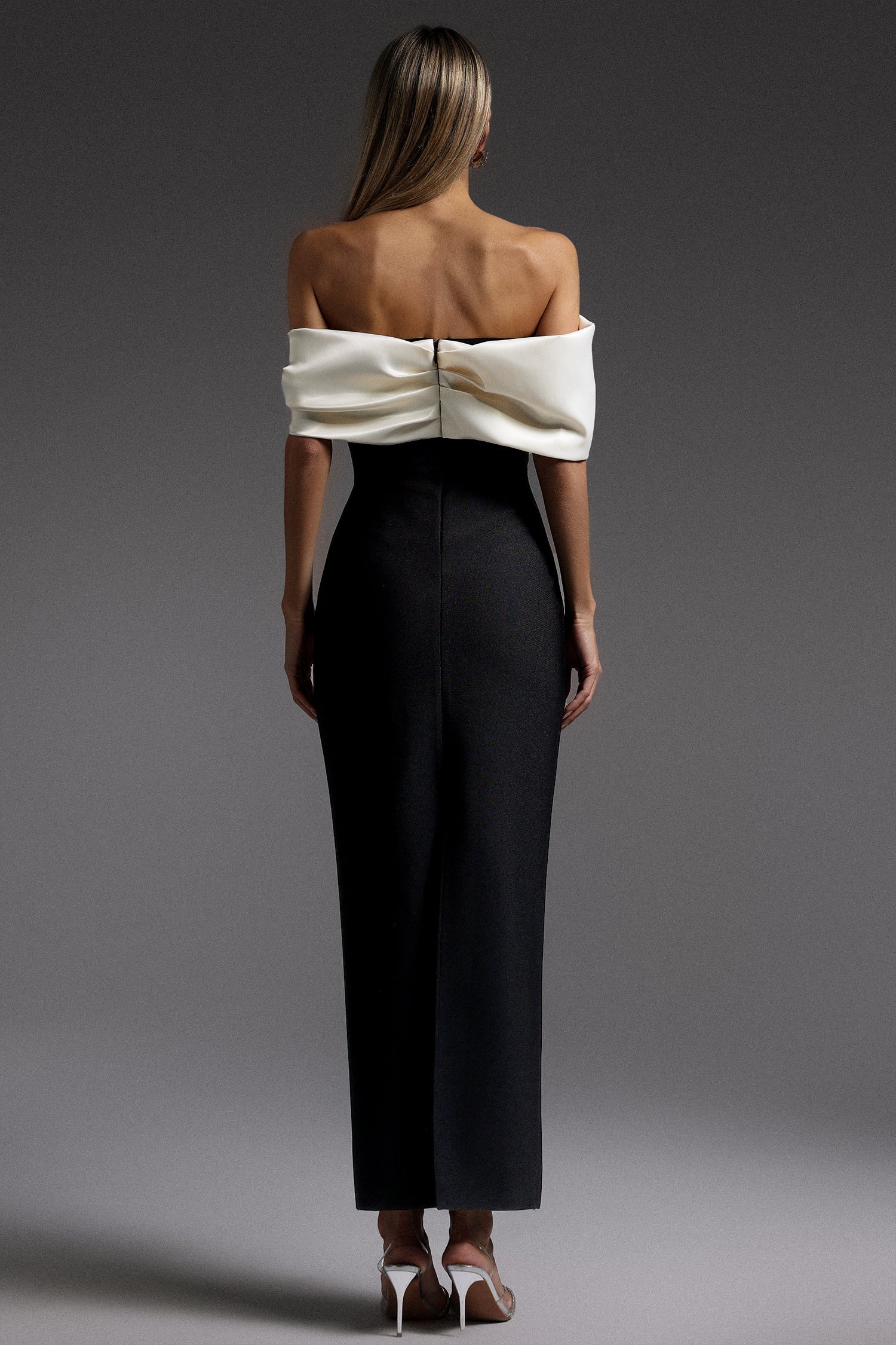 Antonietta Black Off-The-Shoulder Draped Maxi Dress