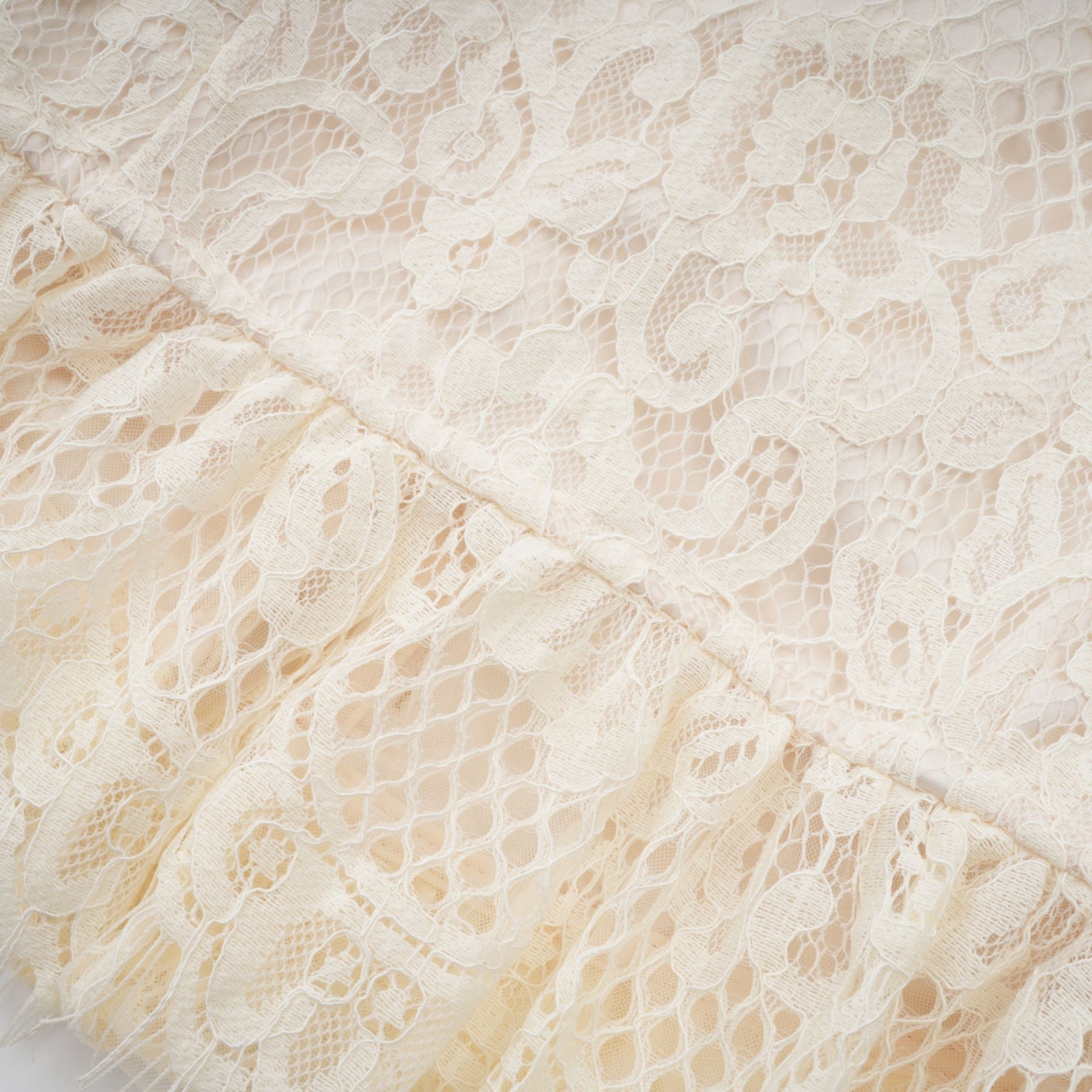 Antonietta Blouse - Flared Cuffs - Frilled Neck - Bow Detailing - Floral Lace Overlay - Cropped