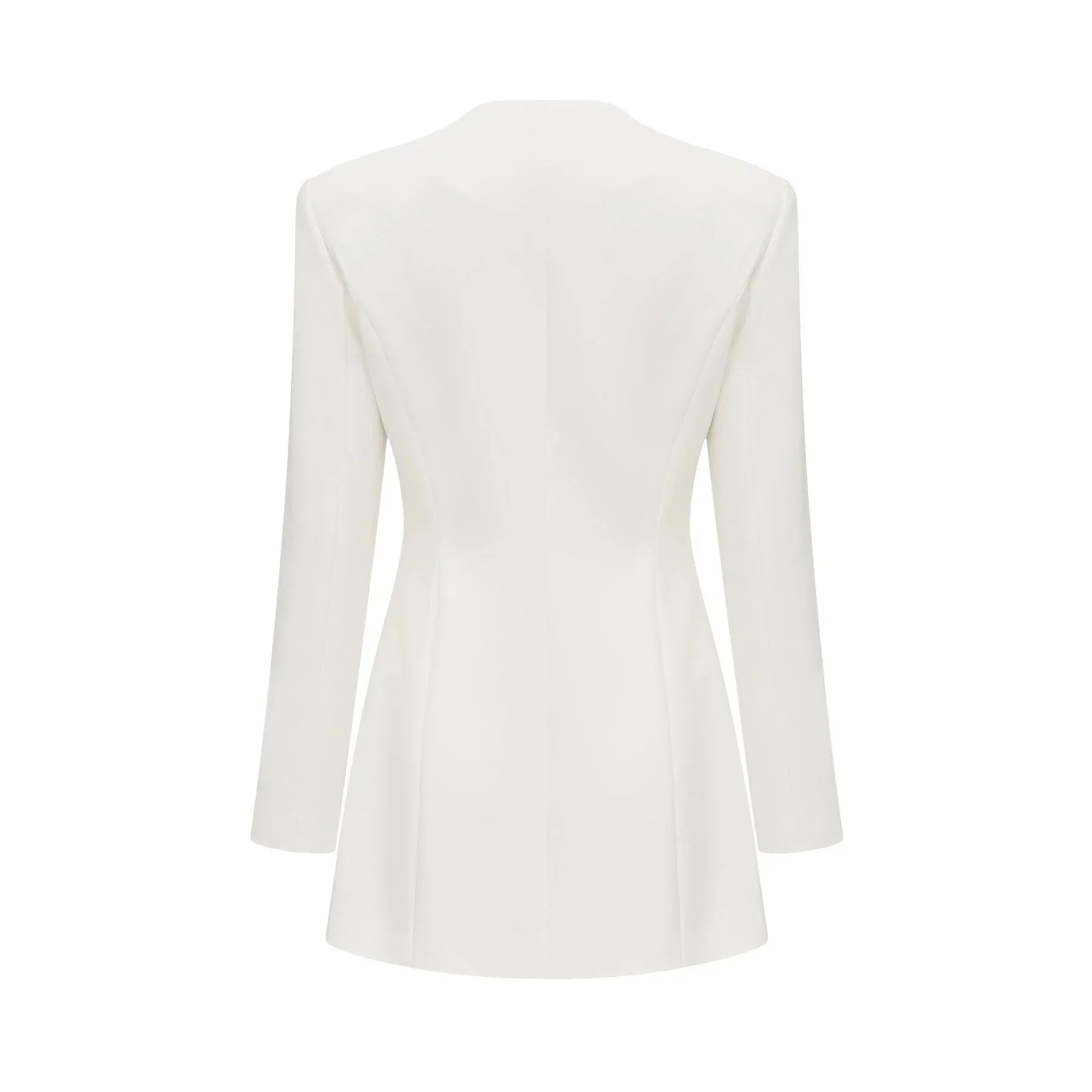 Antonietta Mini Dress - Long Sleeve - Front Button Detailing - Square Neck - Straight Hem