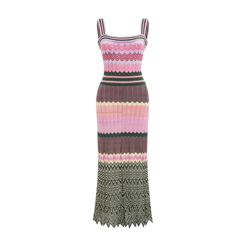 Antonina Midi Dress - Sleeveless - Scoop Neck - Wide Straps - Scalloped Edge