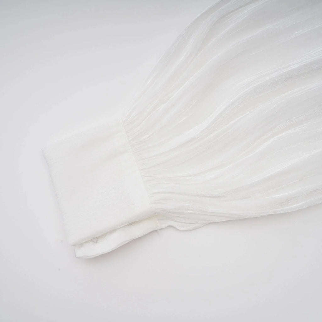 Antonina Mini Dress White Glitter Pleated Layered
