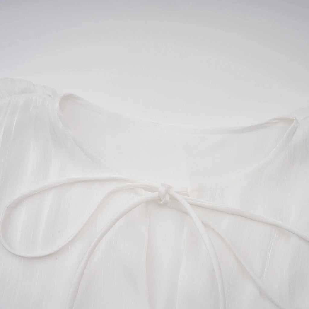 Antonina Mini Dress White Glitter Pleated Layered