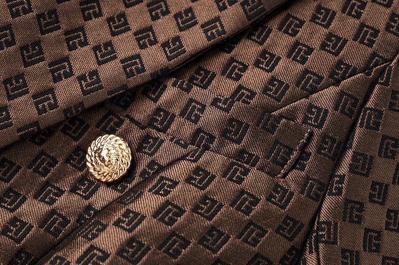 April Blazer - Tailored Double - Breasted Silhouette - Geometric Pattern - Slim Fit - Luxurious Fabric - Versatile Styling