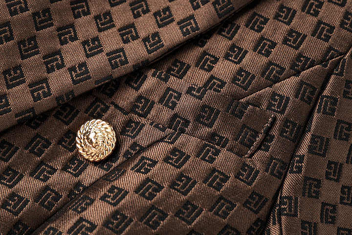 April Blazer - Tailored Double - Breasted Silhouette - Geometric Pattern - Slim Fit - Luxurious Fabric - Versatile Styling