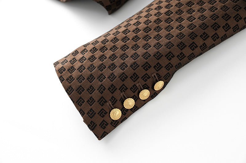 April Blazer - Tailored Double - Breasted Silhouette - Geometric Pattern - Slim Fit - Luxurious Fabric - Versatile Styling